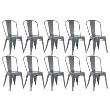 Kit 10 cadeiras Iron Tolix design indutrial jantar cozinha Cinza escuro