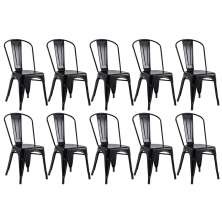Kit 10 cadeiras Iron Tolix design indutrial jantar cozinha Preto semibrilho