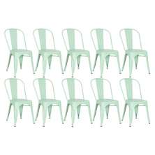 Kit 10 cadeiras Iron Tolix design indutrial jantar cozinha Verde claro
