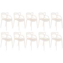 Kit 10 cadeiras design jantar cozinha Masters Allegra Creme