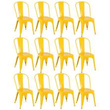 Kit 12 cadeiras Iron Tolix design indutrial jantar cozinha Amarelo