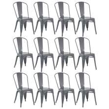 Kit 12 cadeiras Iron Tolix design indutrial jantar cozinha Cinza escuro