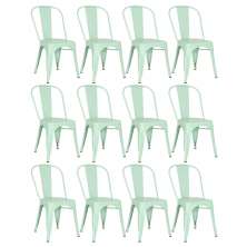 Kit 12 cadeiras Iron Tolix design indutrial jantar cozinha Verde claro