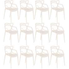 Kit 12 cadeiras design jantar cozinha Masters Allegra Creme