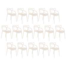Kit 16 cadeiras design jantar cozinha Masters Allegra Creme