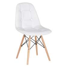 Kit 16 cadeiras estofadas Charles Eames Eiffel Botonê com pés de madeira clara Branco - Nacional
