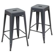 Kit 2 banquetas altas Iron Tolix 76 cm Cinza Escuro