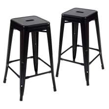 Kit 2 banquetas altas Iron Tolix 76 cm Preto semibrilho