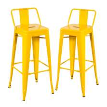 Kit 2 banquetas altas Iron Tolix com encosto 76 cm Amarelo