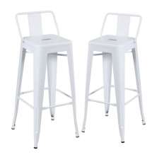 Kit 2 banquetas altas Iron Tolix com encosto 76 cm Branco