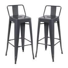 Kit 2 banquetas altas Iron Tolix com encosto 76 cm Cinza Escuro
