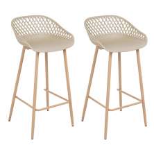 Kit 2 banquetas altas bancada cozinha Clarice Cloe Nude