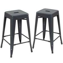 Kit 2 banquetas médias Iron Tolix 66 cm Cinza Escuro