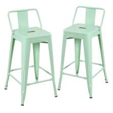 Kit 2 banquetas médias Iron Tolix com encosto 66 cm Verde Claro