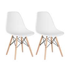 Kit 2 cadeiras Charles Eames Eiffel DSW com pés de madeira clara Branco