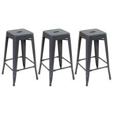 Kit 3 banquetas altas Iron Tolix 76 cm Cinza Escuro