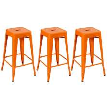Kit 3 banquetas altas Iron Tolix 76 cm Laranja