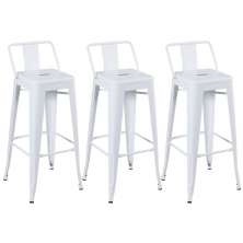 Kit 3 banquetas altas Iron Tolix com encosto 76 cm Branco