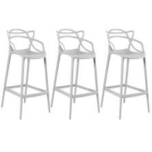 Kit 3 banquetas altas Masters Allegra 76 cm Cinza claro
