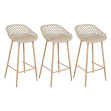 Kit 3 banquetas altas bancada cozinha Clarice Cloe Nude