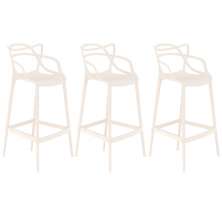 Kit 3 banquetas altas bancada cozinha Masters Allegra Creme