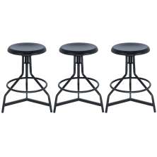 Kit 3 banquetas altas cozinha industrial loft aço giratória York Preto