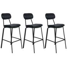 Kit 3 banquetas altas estofadas industrial retro Boston Preto