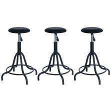Kit 3 banquetas estofadas cozinha industrial Loft giratória West Preto