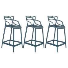 Kit 3 banquetas médias Masters Allegra 66 cm Azul petróleo
