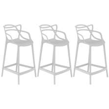 Kit 3 banquetas médias bancada cozinha Masters Allegra 66 cm Cinza Claro