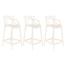 Kit 3 banquetas médias bancada cozinha Masters Allegra 66 cm Creme