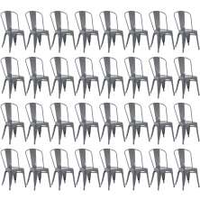 Kit 32 cadeiras Iron Tolix design indutrial jantar cozinha Cinza escuro
