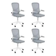Kit 4 Cadeiras escritório rodizio office Bytes Cinza Claro