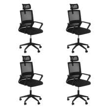 Kit 4 Cadeiras escritório rodizio office Confort Preto