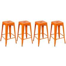 Kit 4 banquetas altas Iron Tolix 76 cm Laranja