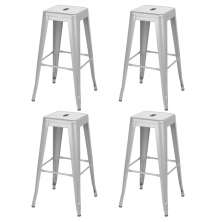 Kit 4 banquetas altas Iron Tolix 76 cm Prata bancada cozinha bar Prata