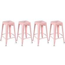 Kit 4 banquetas altas Iron Tolix 76 cm Rosa antigo