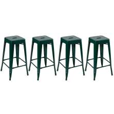 Kit 4 banquetas altas Iron Tolix 76 cm Verde Escuro