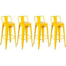 Kit 4 banquetas altas Iron Tolix com encosto 76 cm Amarelo