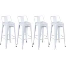 Kit 4 banquetas altas Iron Tolix com encosto 76 cm Branco