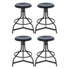 Kit 4 banquetas altas cozinha industrial loft aço giratória York Preto