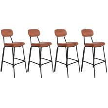 Kit 4 banquetas altas estofadas industrial retro Boston Marrom caramelo