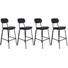 Kit 4 banquetas altas estofadas industrial retro Boston Preto