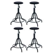 Kit 4 banquetas estofadas cozinha industrial Loft giratória West Preto
