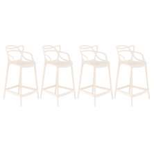 Kit 4 banquetas médias bancada cozinha Masters Allegra 66 cm Creme