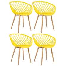 Kit 4 cadeiras Clarice Nest Sidera com apoio de braços Amarelo