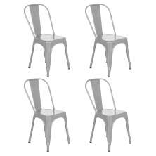 Kit 4 cadeiras Iron Tolix design industrial cozinha bar prata Prata