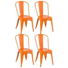 Kit 4 cadeiras Iron Tolix design indutrial jantar cozinha Laranja