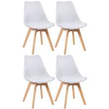 Kit 4 cadeiras Leda com assento estofado Branco