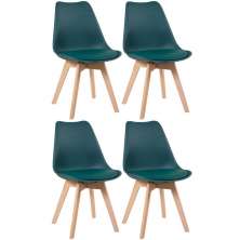 Kit 4 cadeiras Leda com assento estofado Verde-escuro